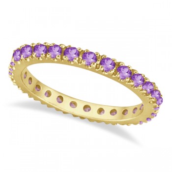 Amethyst Eternity Stackable Ring Band 14K Yellow Gold (0.75ct)