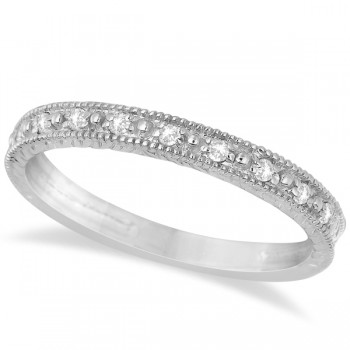 Milgrain Style Pave Set Diamond Ring in 14k White Gold (0.10 ct)