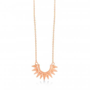 Sunburst Shaped Pendant Necklace 14k Rose Gold