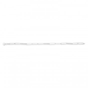 Paperclip Bar Fashion Chain Necklace 14K White Gold