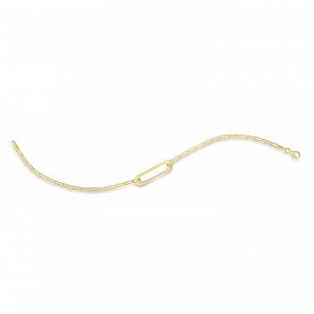 Paperclip Straight Open Bar Bracelet 14k Yellow Gold