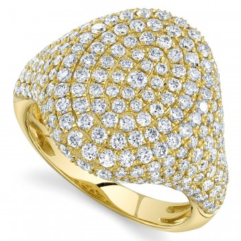 Diamond Pave Signet Ring 14K Yellow Gold (2.28ct)