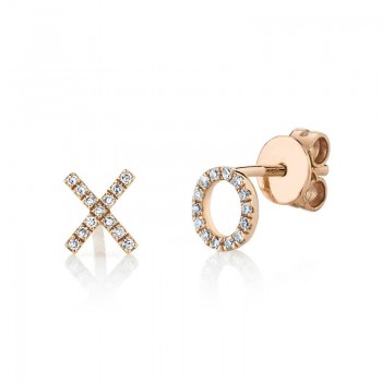 Diamond 'XO' Stud Earrings 14k Rose Gold (0.09ct)