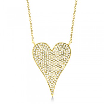Diamond Pave Heart Pendant Necklace 14k Yellow Gold (0.43ct)