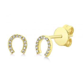 Diamond Horseshoe Stud Earrings 14k Yellow Gold (0.06ct)