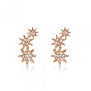 Diamond Triple Starburst Stud Earrings 14k Rose Gold (0.06ct)