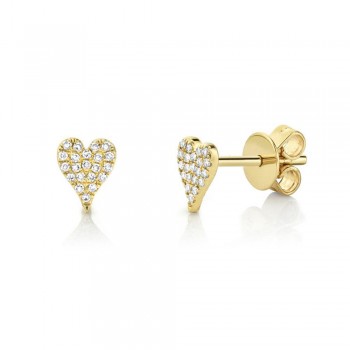 Diamond Pave Mini Heart Stud Earrings 14k Yellow Gold (0.10ct)