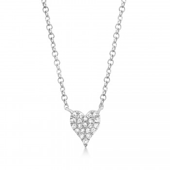 Diamond Pave Heart Necklace 14k White Gold (0.05ct)