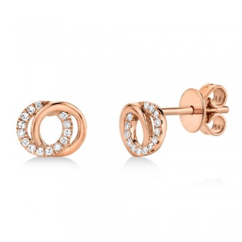 Diamond Love Knot Circle Earrings 14k Rose Gold (0.09ct)