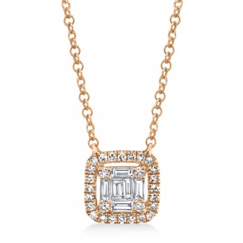 Diamond Baguette Pendant Necklace 14k Rose Gold (0.22ct)