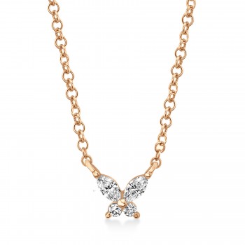 Diamond Butterfly Pendant Necklace 14k Rose Gold (0.10ct)