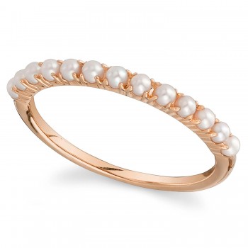 Cultured Pearl Stackable Ring Band 14K Rose Gold (2mm)
