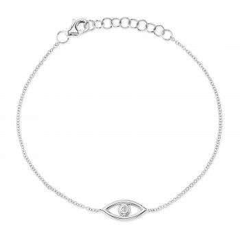 Diamond Bezel Evil Eye bracelet in 14K White Gold (0.04ct)