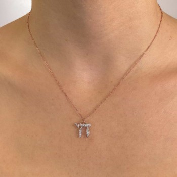 Lab Grown Diamond Chai Hebrew Pendant Necklace 14K Rose Gold (0.30ct)