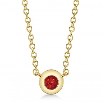 Round Ruby Bezel Pendant Necklace 14K Yellow Gold (0.05ct)