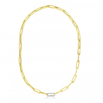 Diamond Paperclip Chain Necklace 14k Yellow Gold (0.32ct)